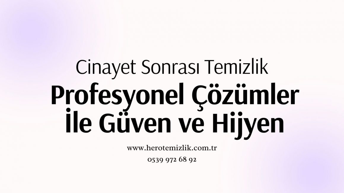 Cinayet Sonrası Temizlik